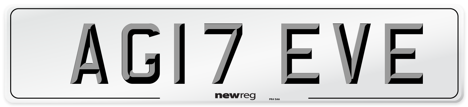 AG17 EVE Number Plate from New Reg